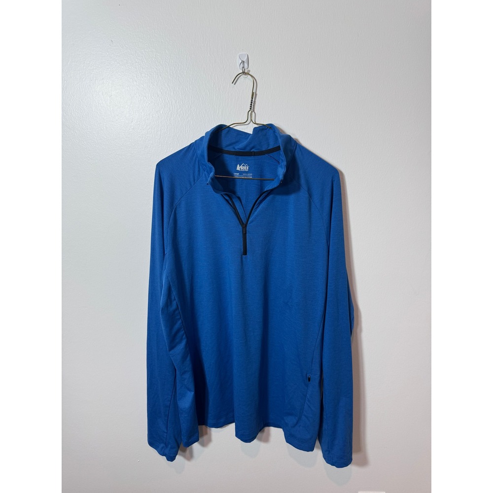 REI Co-op Quarter Zip Pullover Mens Large Blue Excellent Lightweight Active Top